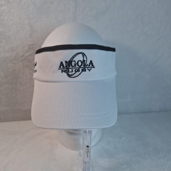 Angola Rugby Visor Hat Cap White One Size Coolmax Headsweats Elastic Band - Picture 1 of 9